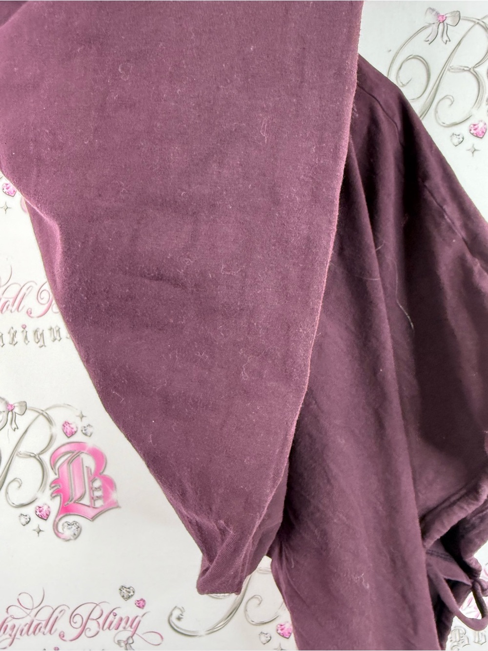 Top flowy hippie Women’s Cropped Peasant Top - Deep Plum - Picture 8 of 10